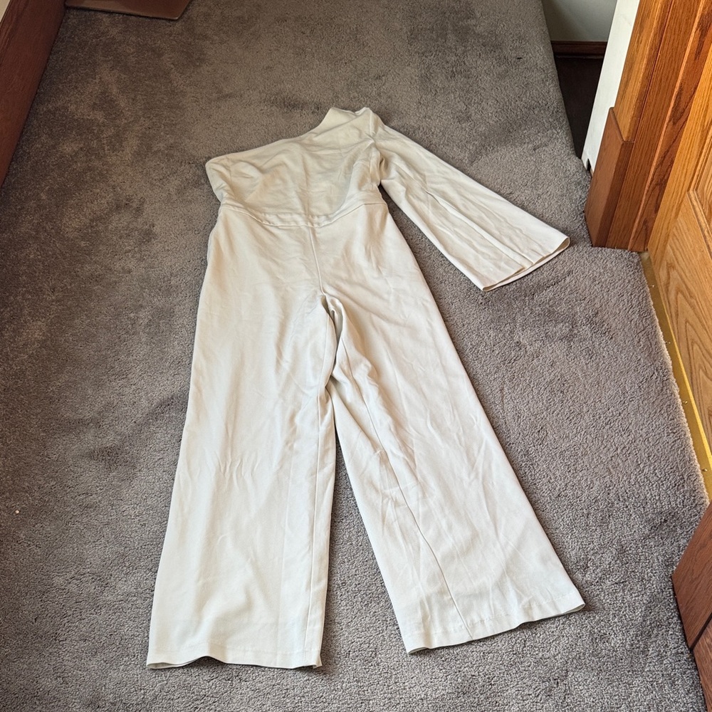 Banana Republic Ivory One Shoulder Wide Leg Jumpsuit SIZE 2